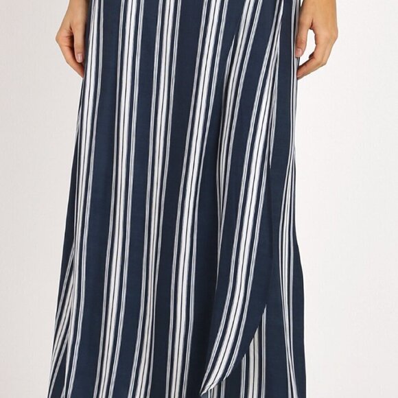 Show Me Your Mumu‎ Women's Navy Stripe Wrap Maxi Skirt Small - Picture 2 of 8